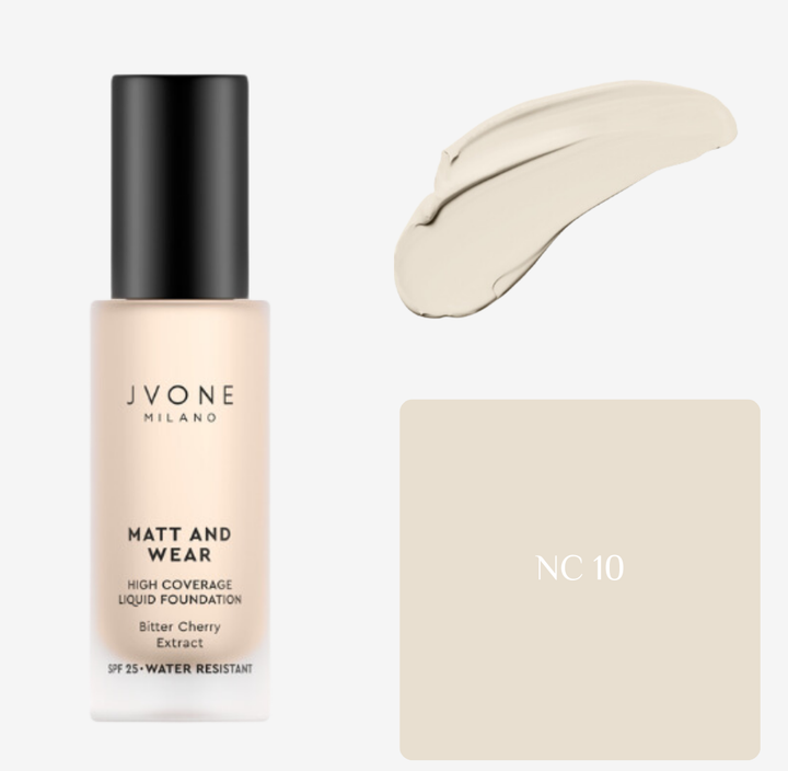 JVONE MILANO Matt And Wear Liquid Foundation - 20ml | جيفون ميلانو كريم أساس مات طويل التأثير - 20 مل