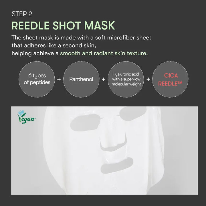 VT Cosmetics reedle shot all in one 3 step mask | في تي كوزمتيك 3 خطوات (سيروم + ماسك + كريم) – استخدام واحد.