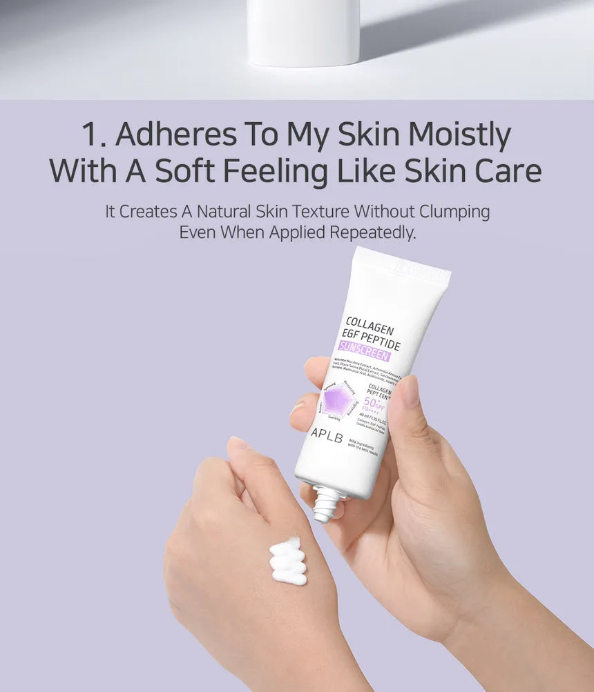 APLB Collagen Egf Peptide Sunsreen 50+ Spf - 40ml| ايه بي ال بي واقي شمسي بالكولاجين بعامل حماية 50- 40 مل