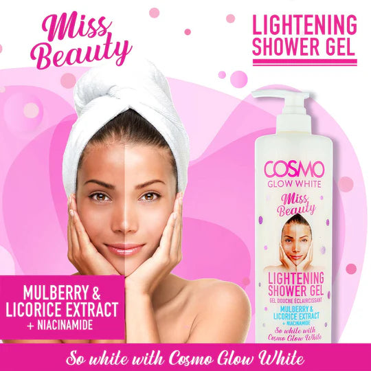 COSMO Glow White Whitening Shower Gel Miss Beauty - 1000ml | كوزمو سائل استحمام مفتح للبشرة - 1000 مل