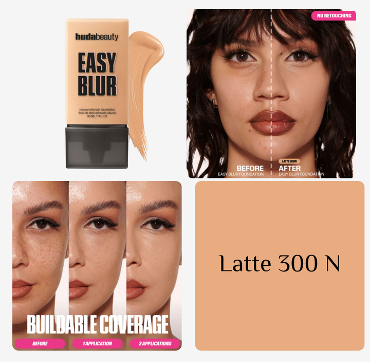 Huda Beauty Easy Blur Natural Airbrush Foundation - 10ml | هدى بيوتي كريم أساس خفيف على البشرة - 10 مل