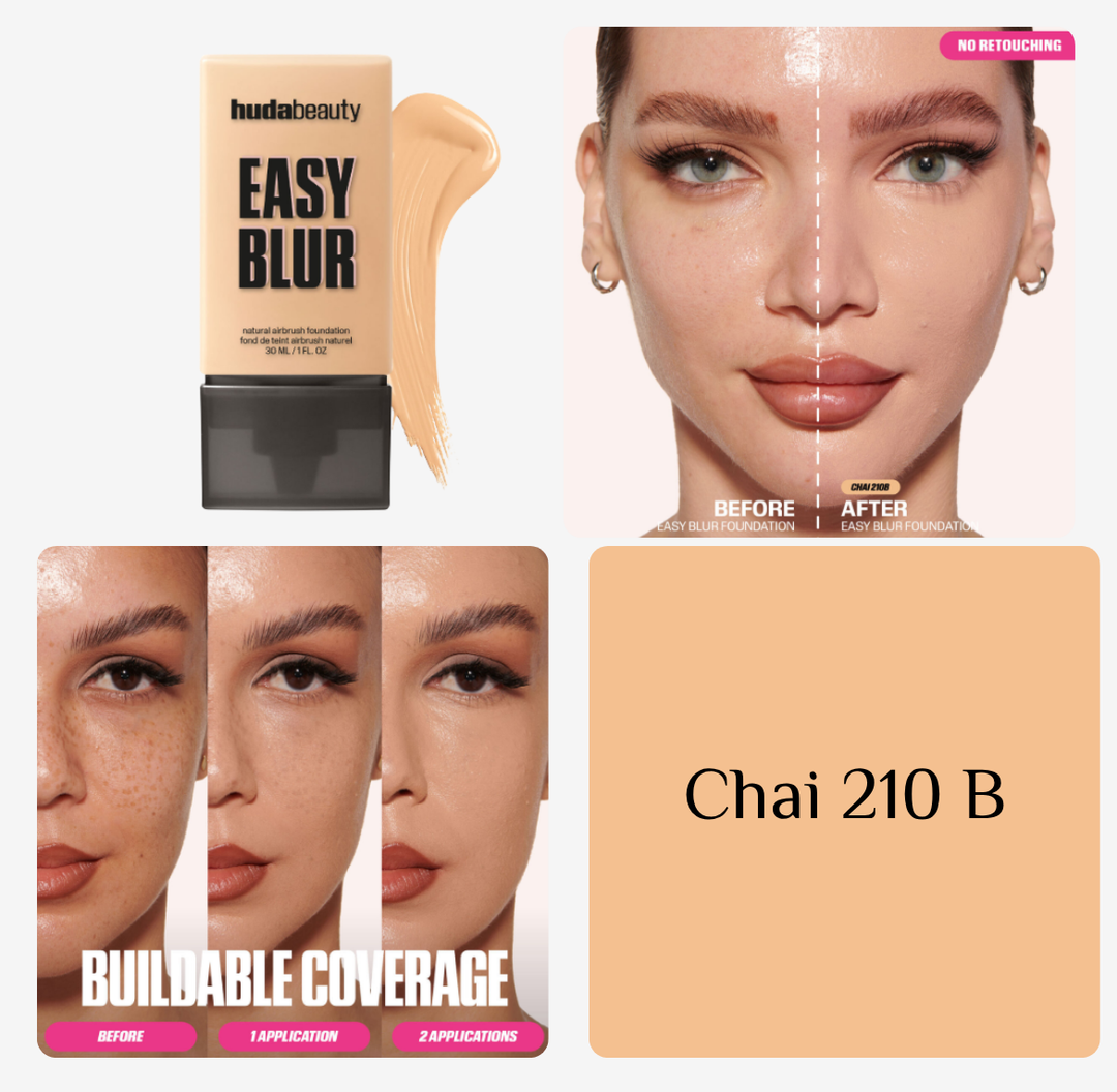 Huda Beauty Easy Blur Natural Airbrush Foundation - 10ml | هدى بيوتي كريم أساس خفيف على البشرة - 10 مل