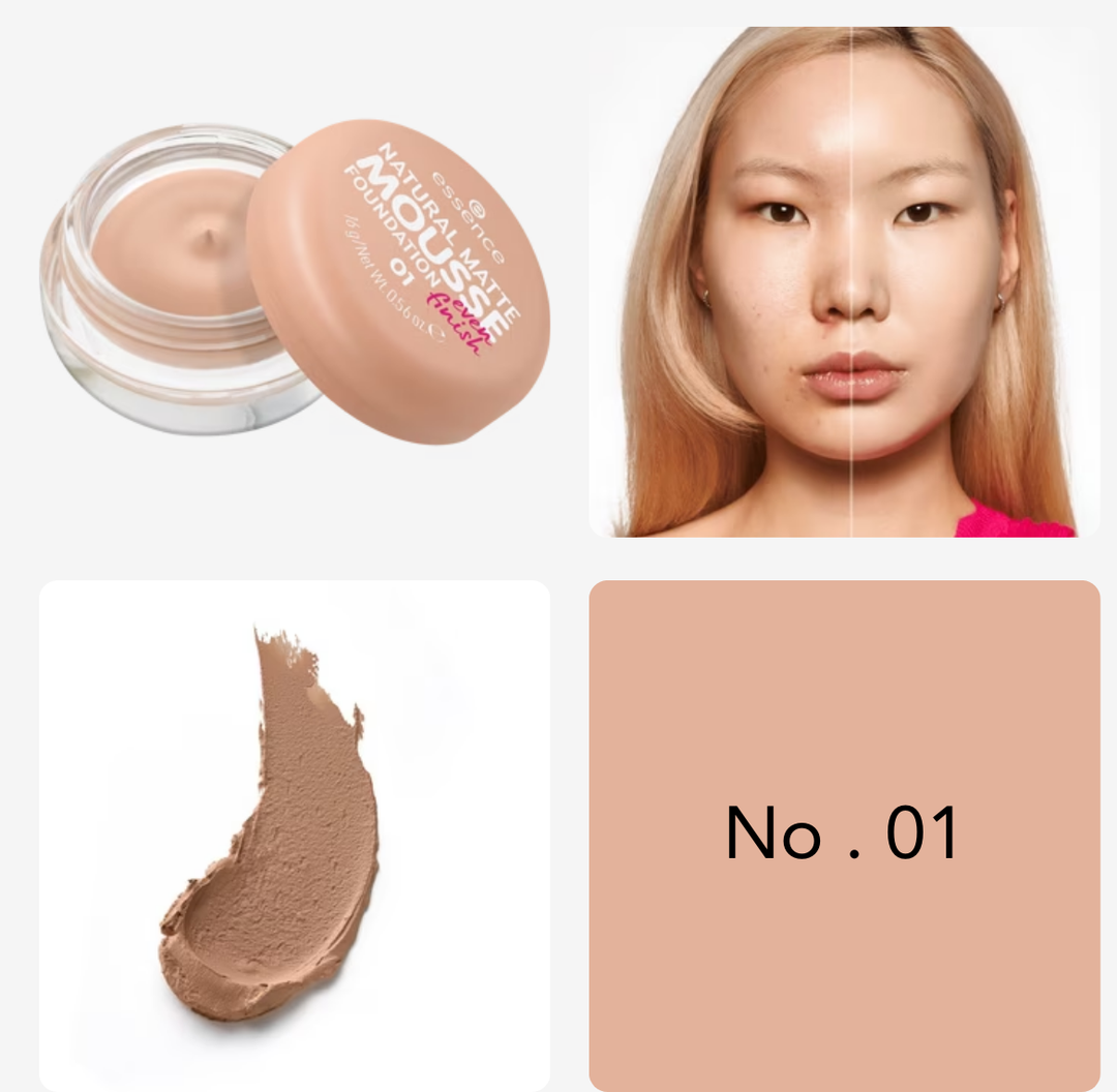 Essence Natural Matte Mousse Foundation - 16g | ايسنس كريم أساس رغوي - 16 غرام