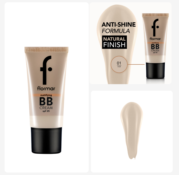 Flormar Bb Cream Mattifying Spf25 - 35ml | فلورمار بي بي كريم مطفأ اللمعة بعامل حماية من الشمس 15 - 35 مل