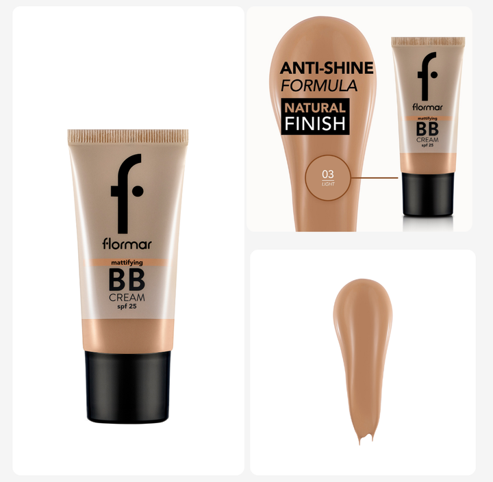 Flormar Bb Cream Mattifying Spf25 - 35ml | فلورمار بي بي كريم مطفأ اللمعة بعامل حماية من الشمس 15 - 35 مل