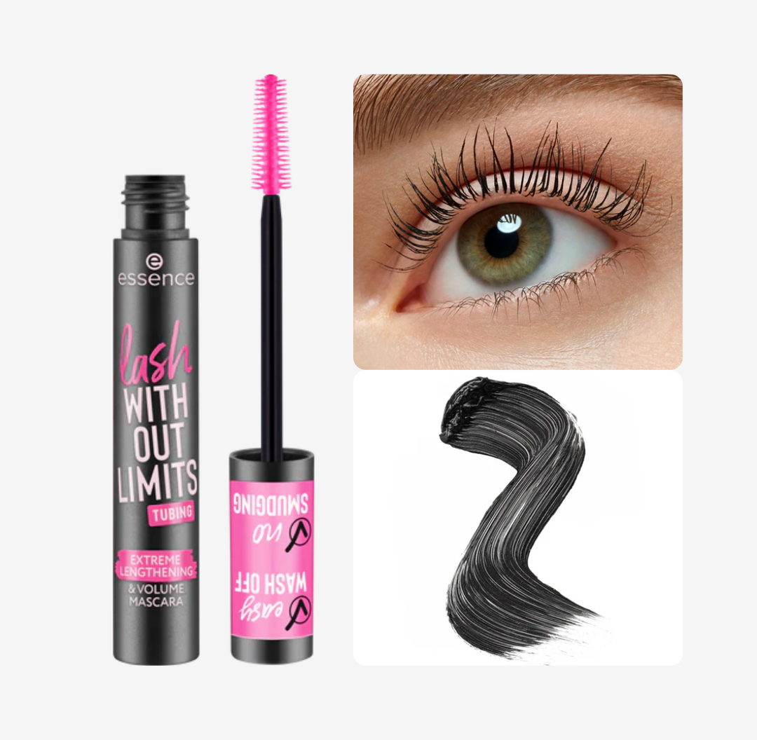 Essence ripsiväri Lash Without Limits Tubing Extra Length 13ml | ماسكارا إيسنس "لاش وذ آوت ليميتس طول إضافي 13 مل