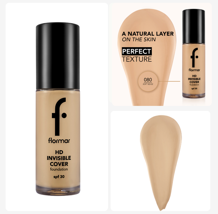 Flormar HD Invisible Cover Foundation - 30ml | فلورمار كريم الاساس - 30 مل