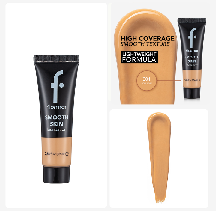 Flormar Smooth Skin Foundation - 25ml | |  كريم اساس فلورمار لبشرة ناعمة - 25 مل