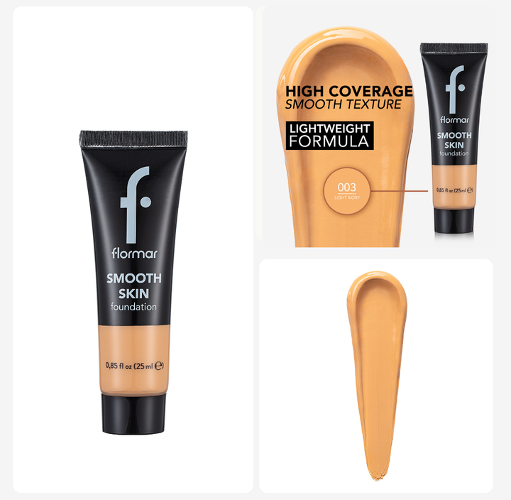 Flormar Smooth Skin Foundation - 25ml | |  كريم اساس فلورمار لبشرة ناعمة - 25 مل