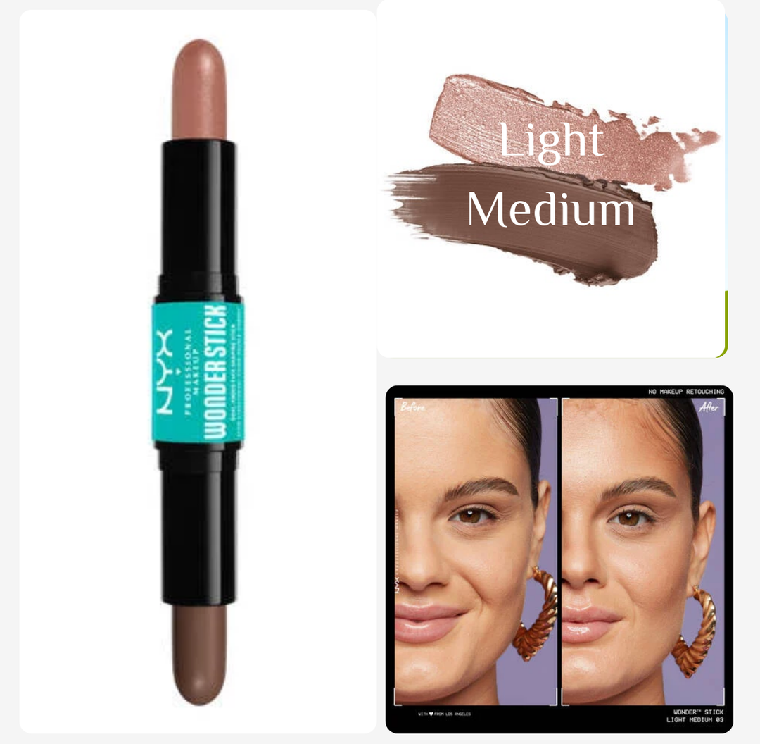 NYX PROFESSIONAL MAKEUP Wonder Stick, Face Shaping & Contouring Stick - 4g | ان واي اكس عصا كونتور مزدوجة الأطراف - 4 غ
