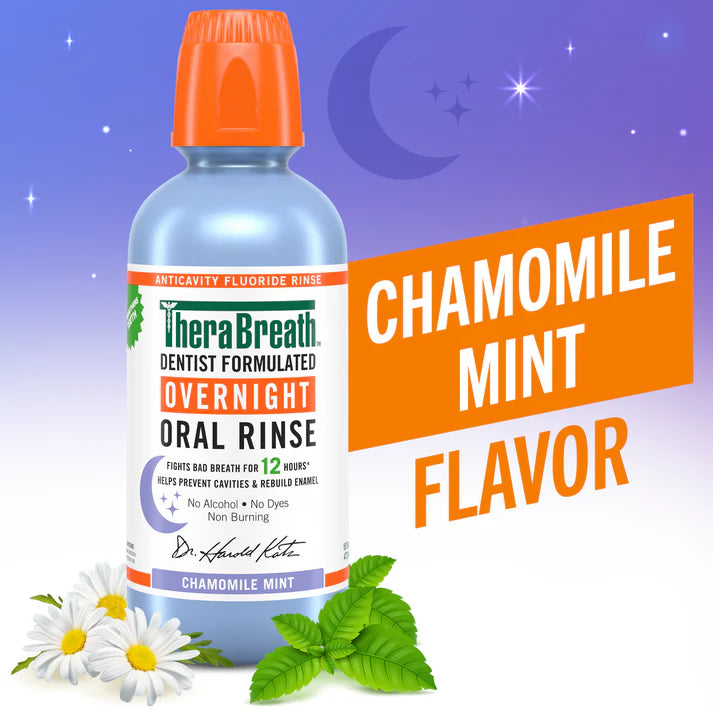 TheraBreath Overnight Oral Rinse Chamomile Mint - 473ml | ثيرا بريث غسول فم بخلاصة البابونج والنعناع - 473 مل