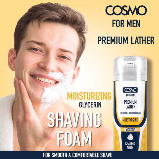 Cosmo For Men Premium Lather Moisturizing Shaving Foam - 200ml | كوزمو رغوة حلاقة - 200 مل