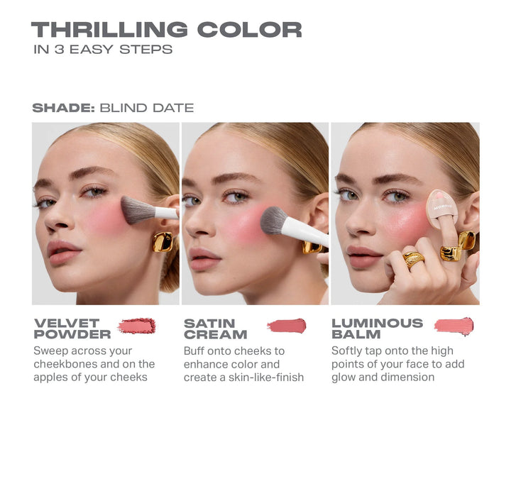 MORPHE Cheek Thrills Multi-Finish Face Trio - 10.8g | مورفي باليت بلاش و هايلايتر للوجه - 0.8 غرام