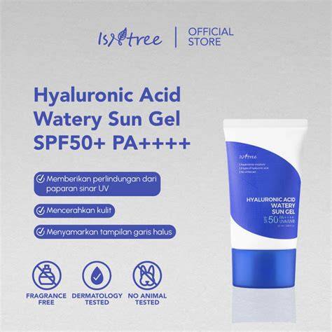 ISNTREE hyaluronic acid water sunscreen gel spf50 - 50ml | إيسنتري واقي شمسي مائي بالهيالورونيك اسيد spf50 - 50 مل