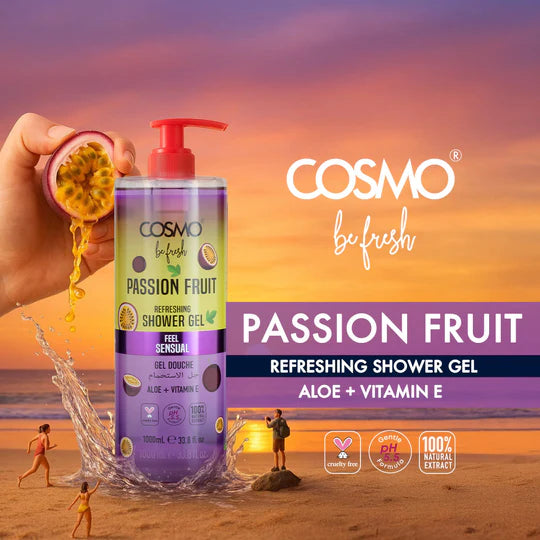 COSMO Passion Fruit Pefreshing Shower Gel - 1000ml | كوزمو جل الاستحمام برائحة الفواكه الاستوائية - 1000 مل