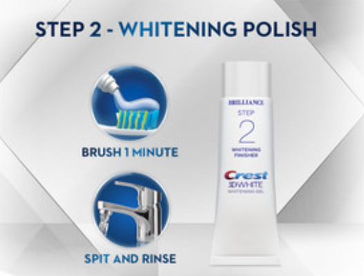 Crest 3D White Brilliance Whitening  2 Step Kit - 65g | كريست مجموعة تبييض الأسنان بخطوتين - 65 غرام