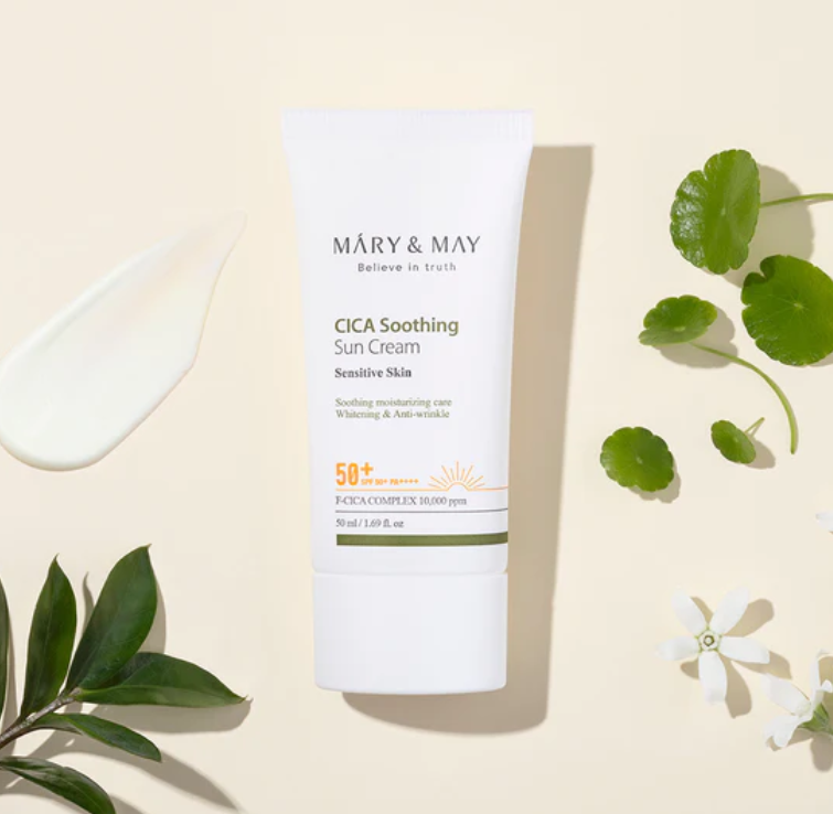 MARY & MAY Cica Soothing Sun Cream Spf 50 - 50ml | ماري اند ماي واقي شمسي سيكا Spf 50 - 50 مل