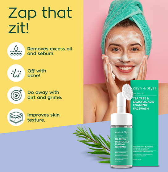 ZM Tea Tree & Salicylic Acid Foaming Face Wash - 100ml | زد ام غسول رغوي للوجه بزيت شجرة الشاي و الساليسيليك اسيد - 100 مل