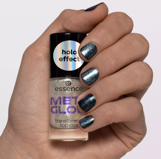 Essence Top Coat Meta Glow - 8ml | ايسنس توب كوت بتأثير ثنائي اللمعان - 8 مل