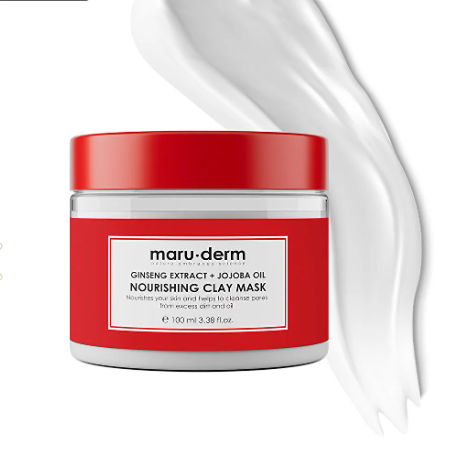 maru.derm Ginseng Extract + Jojoba Oil clay mask - 100ml | مارو.ديرم ماسك الطين المغذي بخلاصة الجينسنغ وزيت الجوجوبا - 100 مل