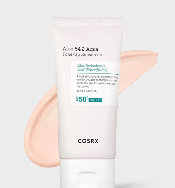 COSRX Aqua Tone Up Aloe 54.2 Sunscreen spf 50 - 50ml | كوزركس واقي شمسي مائي مع لون spf50 بالالوفيرا - 50 مل