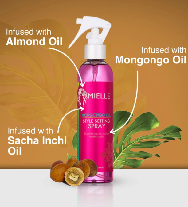 MIELLE Mongongo Oil Style Setting Spray - 240ml | ميلي بخاخ مثبت للشعر بزيت  المونغونغو - 240 مل