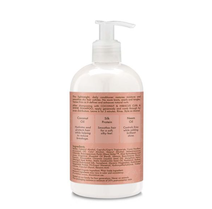 Shea Moisture Coconut And Hibiscus Curl And Shine Conditioner - 379ml | شيا مويستشر بلسم تجعيد ولمعان جوز الهند والكركديه - 379 مل