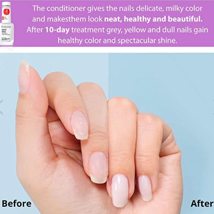 EVELINE Whitening Nail Conditioner & Base Coat - 12ml | ايفلين طلاء مفتح يستخدم ك توب كوت او ك طبقة قاعدية - 12 مل