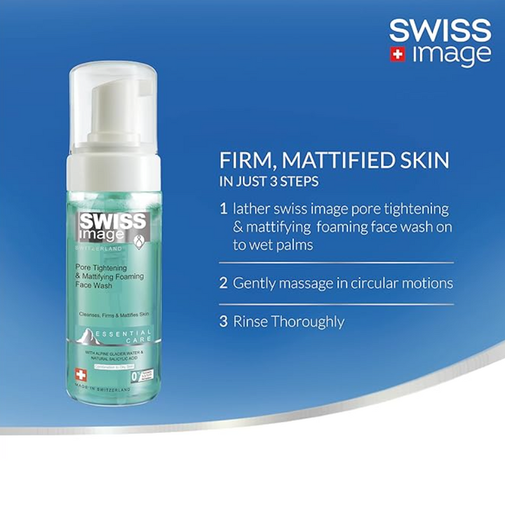 Swiss Image Pore Tightening & Mattifying Foaming Face Wash - 150ml | سويس إميج  غسول الوجه الرغوي لشد المسام وتنظيم اللمعان - 150 مل