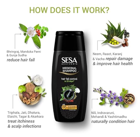 SESA Medicinal Shampoo Hair Fall Control - 400ml | سيزا شامبو طبي لتساقط الشعر - 400 مل