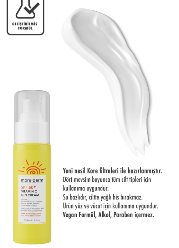 maru.derm Vitamin C Sun Cream Spf50 - 50ml | مارو.ديرم كريم واقي شمسي بفيتامين سي spf50 - 50 مل