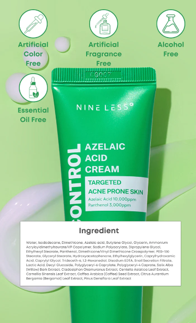 NINE LESS A-Control Azelaic Acid Cream - 50ml | ناين ليس كريم معالج لحب الشباب بالأزليك اسيد - 50 مل