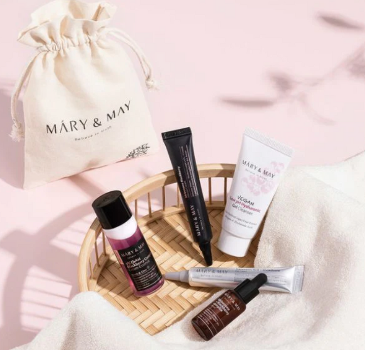 MARY & MAY Intense Moisture Care Travel Kit - 5pcs | ماري اند ماي  مجموعة للعناية بالبشرة اثناء التنقل - 5 قطع