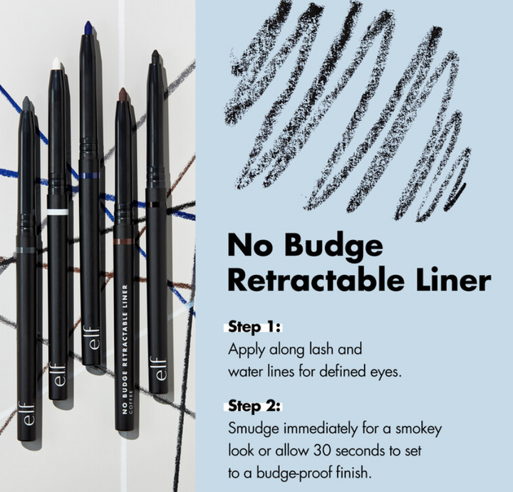 e.l.f. No Budge Retractable Waterproof Eyeliner - 0.18g | الف قلم ايلاينر ضد الماء - 0.18 غرام