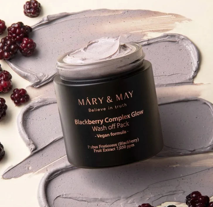 MARY & MAY Blackberry Complex Glow Wash Off Pack - 125g | ماري اند ماي  قناع الطين للوجه - 125 غرام