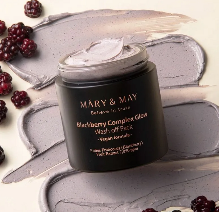 MARY & MAY Blackberry Complex Glow Wash Off Pack - 125g | ماري اند ماي  قناع الطين للوجه - 125 غرام