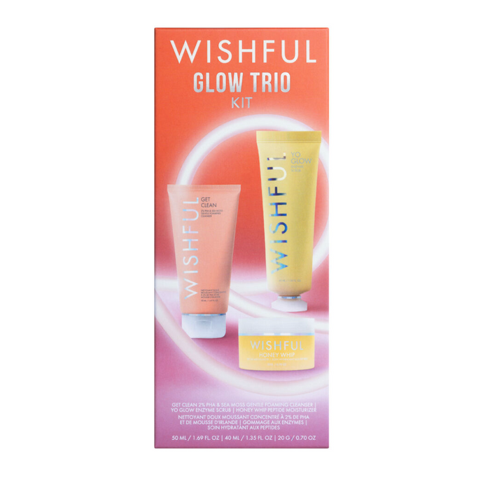 Huda Beauty WISH.FUL Glow Trio kit - 50ml+40ml+20g | هدى بيوتي مجموعة عناية بالبشرة - ٥٠ مل + ٤٠ مل + ٢٠ غرام