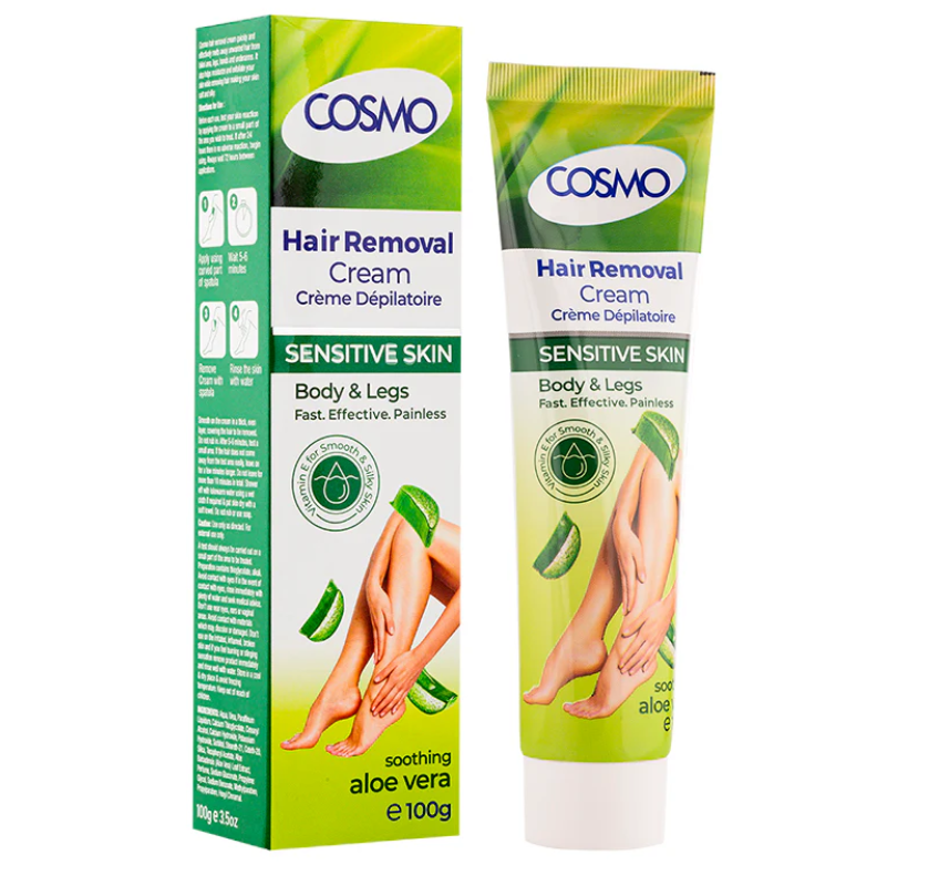 COSMO Hair Removal Sensitive Skin - Aloe Vera - 100g | كوزمو كريم ازالة الشعر بالالوفيرا - 100 غرام