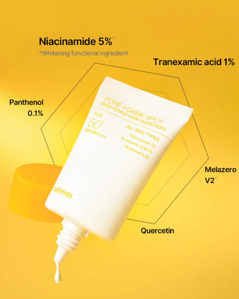 celimax Pore+Dark Spot Brightening Care Sunscreen SPF50 - 50ml | سيليماكس كريم واقي شمسي مفتح للتصبغات spf50 - 50 مل