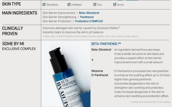 SOME BY MI Beta Panthenol Repair Gel Cleanser - 120ml | سوم باي مي غسول جل بالبانتينول لترميم البشرة - 120 مل