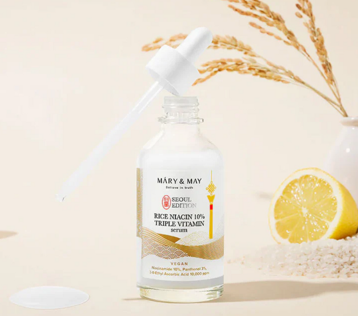 MARY & MAY Rice Niacin 10% Triple Vitamin Serum - 80ml | ماري اند ماي  سيروم الأرز و النياسيناميد 10% - 80 مل