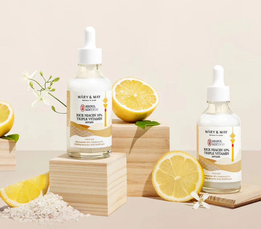 MARY & MAY Rice Niacin 10% Triple Vitamin Serum - 80ml | ماري اند ماي  سيروم الأرز و النياسيناميد 10% - 80 مل