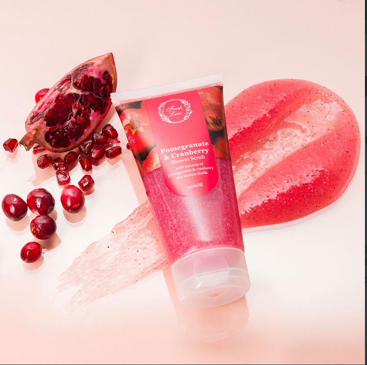 Fresh Line POMEGRANATE & CRANBERRY SHOWER SCRUB - 150 ml | مقشر جسم فريش لاين بالرمان والتوت البري – 150 مل