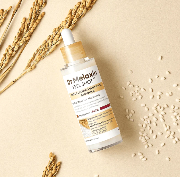Dr. Melaxin Peel Shot Exfoliating White Rice Ampoule - 80ml | دكتور ميلاكسين امبول مقشر للبشرة بالأرز الأبيض - 80 مل