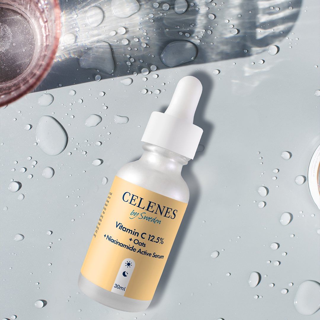 Celenes Active Serum Vitamin C 12,5% + oats + niacinamide - 30ml  | سيلينس سيروم فيتامين سي ونياسيناميد - 30 مل