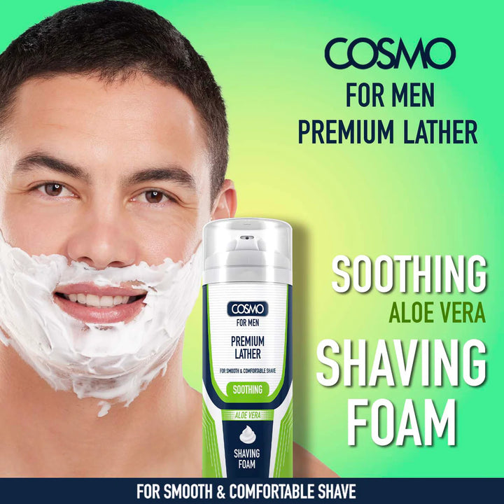 Cosmo For Men Premium Lather Soothing Shaving Foam - 200ml| كوزمو كريم حلاقة للرجال -200 مل