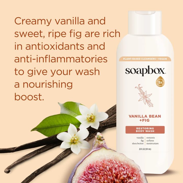 Soapbox  Body Wash Vanilla Bean & Fig - 591ml | سوب بوكس جل الاستحمام بالفانيلا والتين - 591 مل
