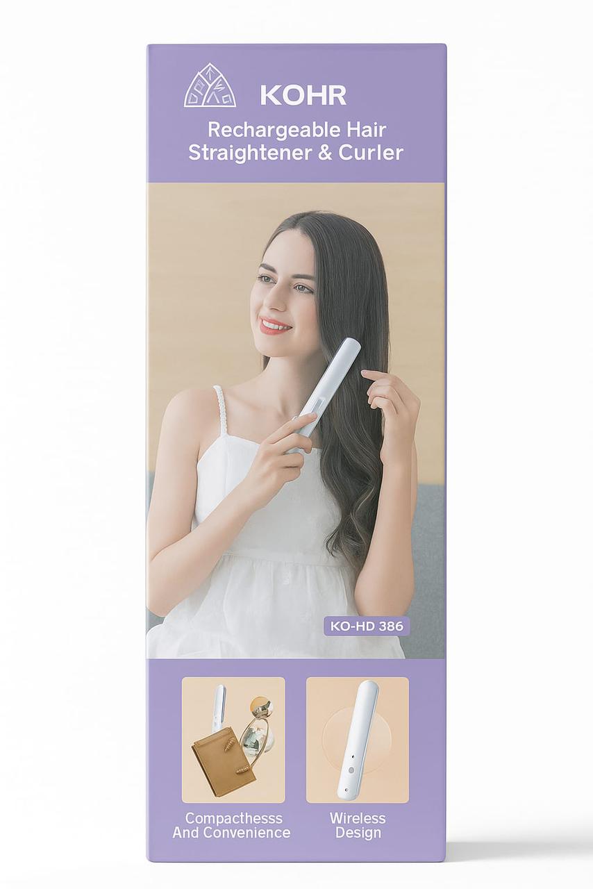 KOHR Rechargeable Hair Straightener & Curler | جهاز كوهر لفرد وتمويج الشعر القابل للشحن