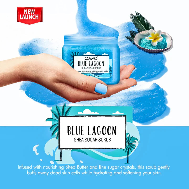COSMO Blue Lagoon Shea Sugar Scrub - 450g | كوزمو مقشر الجسم بالشيا و حبيبات السكر - 450 غرام