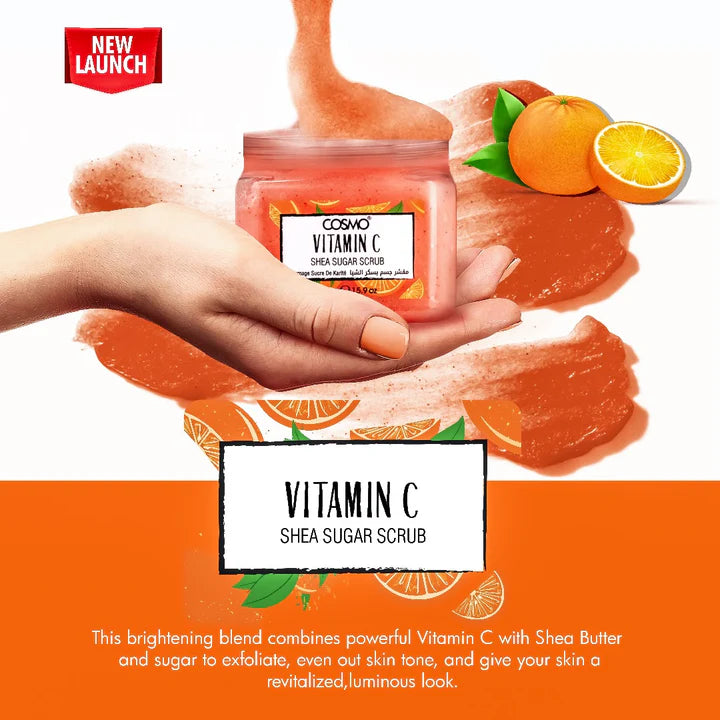 COSMO Vitamin C Shea Sugar Scrub- 450g | كوزمو مقشر الجسم بالسكر و فيتامين سي و الشيا - 450 غرام